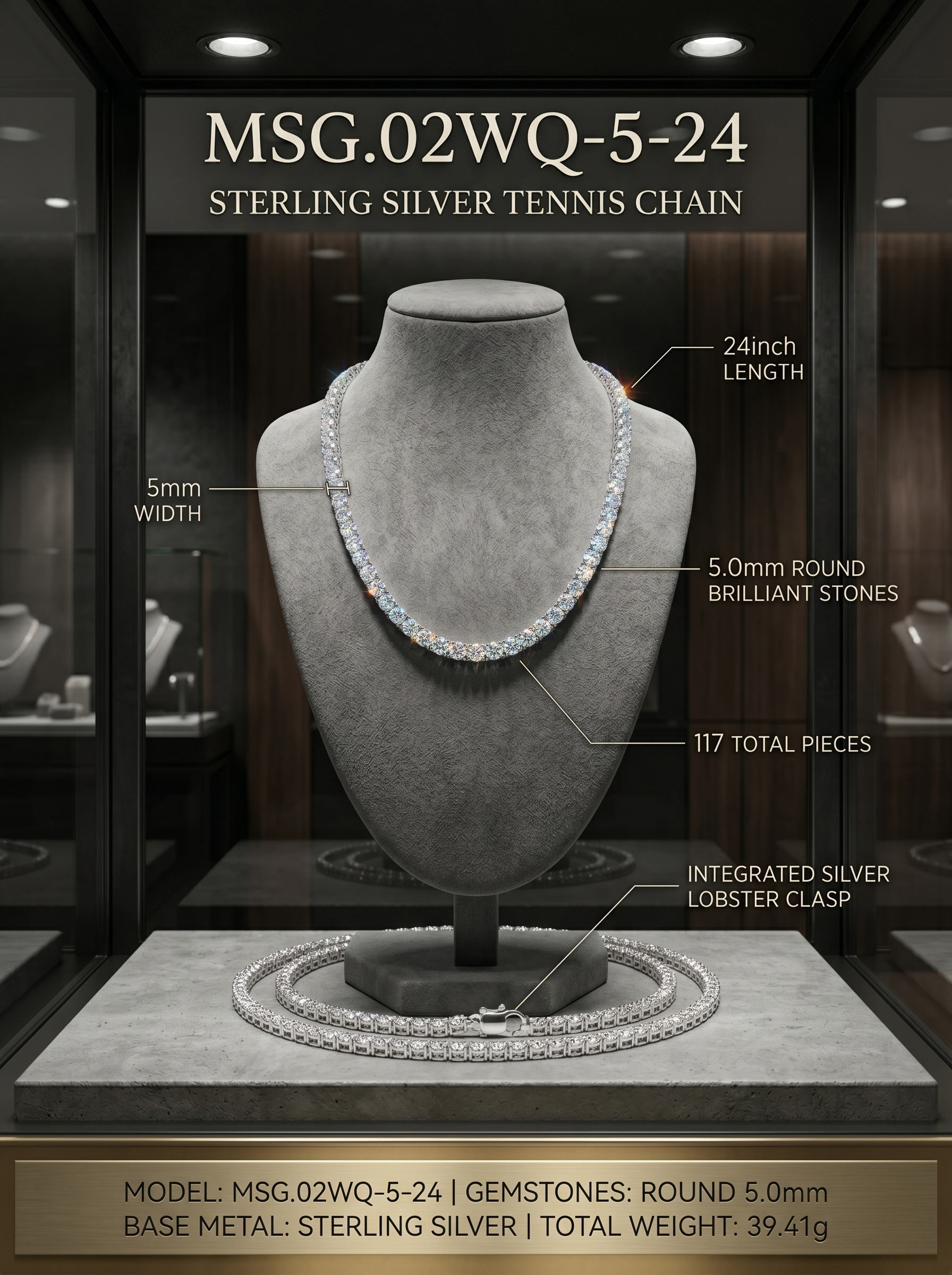 4mm Bold Moissanite 24-Inch Tennis Chain | Empire Circuit | TARA AYARH LUNE