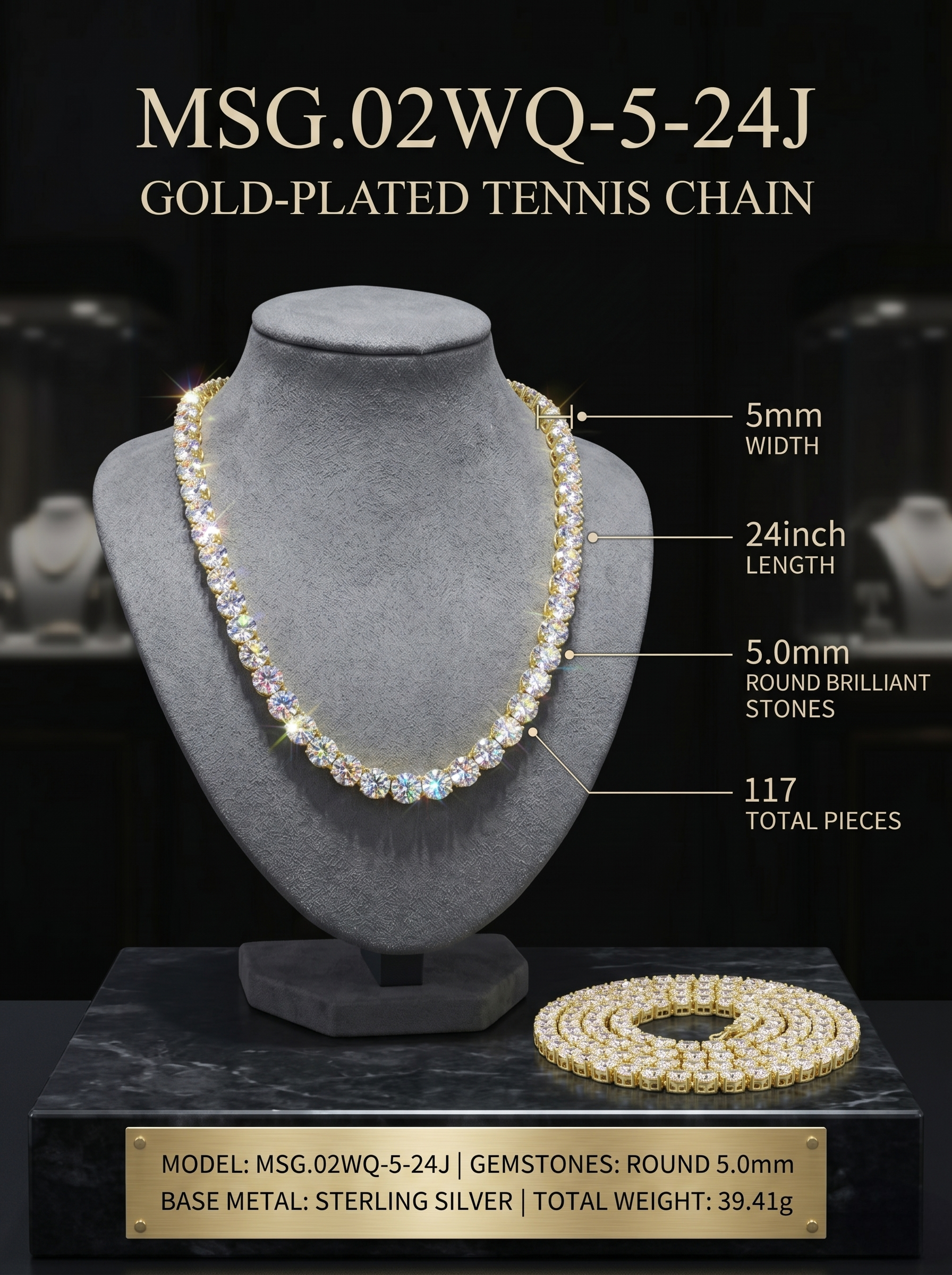 4mm Bold Moissanite 24-Inch Tennis Chain | Empire Circuit | TARA AYARH LUNE