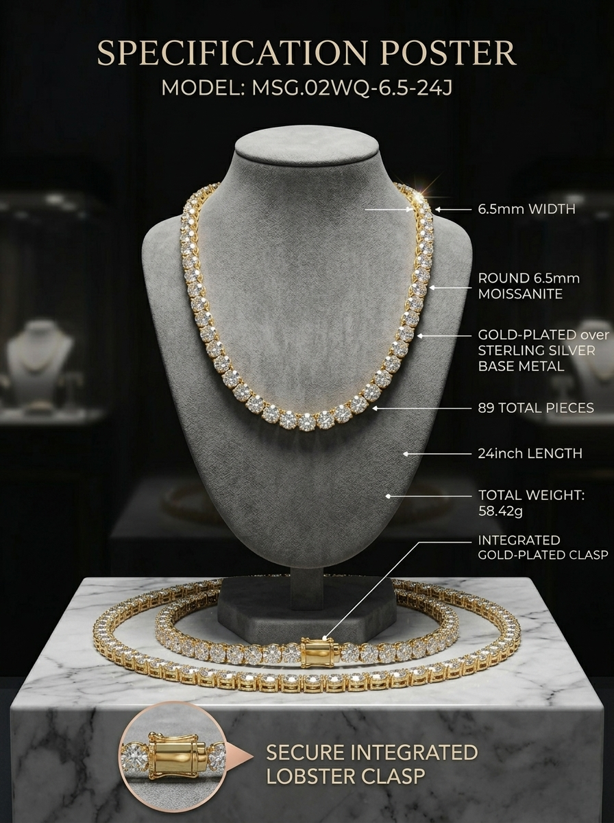 4mm Bold Moissanite 24-Inch Tennis Chain | Empire Circuit | TARA AYARH LUNE