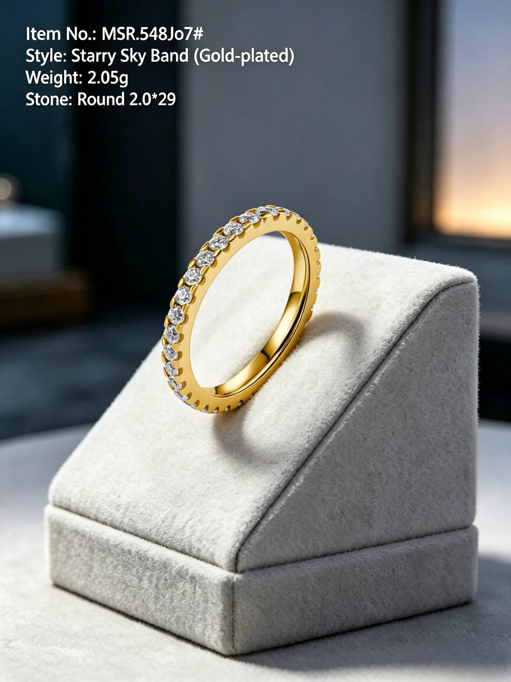 Moissanite eternity band MSR548 —  gold-plated, warm finish | TARA AYARH LUNE
