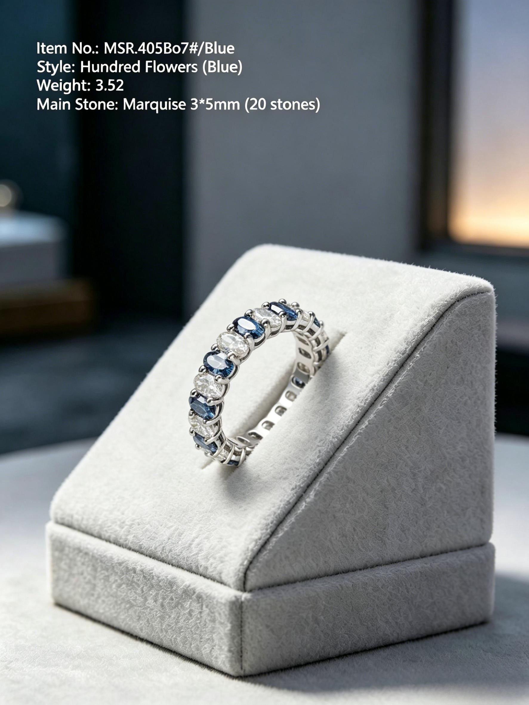 Colorful moissanite eternity band MSR405B — galactic blue, vibrant fire | TARA AYARH LUNE