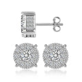 1ctw Round Moissanite Double-Layer Cake Stud Earrings | 18K Gold Pavé Sunburst | TARA AYARH LUNE