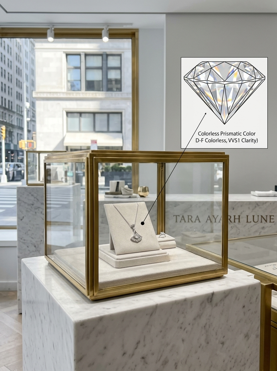 1ct Round-Cut Moissanite Art Deco Fan Pendant Necklace | Gala Muse | TARA AYARH LUNE