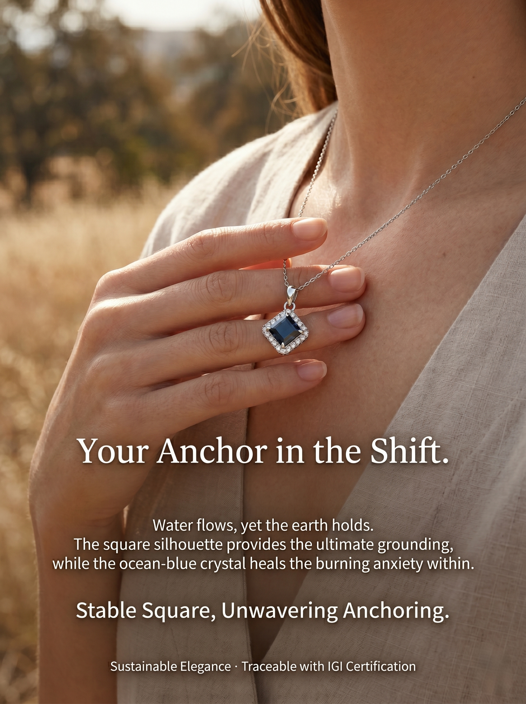Asscher-cut moissanite pendant necklace in gift box — signature TARA AYARH LUNE packaging | TARA AYARH LUNE