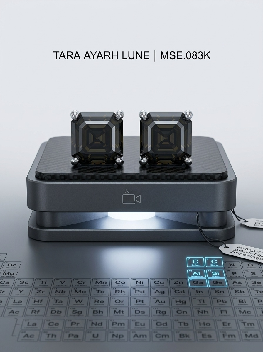 2ctw Asscher-cut black moissanite stud earrings — midnight black, bold urban edge | TARA AYARH LUNE