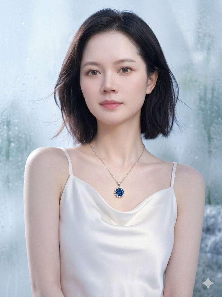 2ct 100-Facet Radiant-Cut Blue Moissanite Snowflake Pendant Necklace | Arctic Bloom | TARA AYARH LUNE