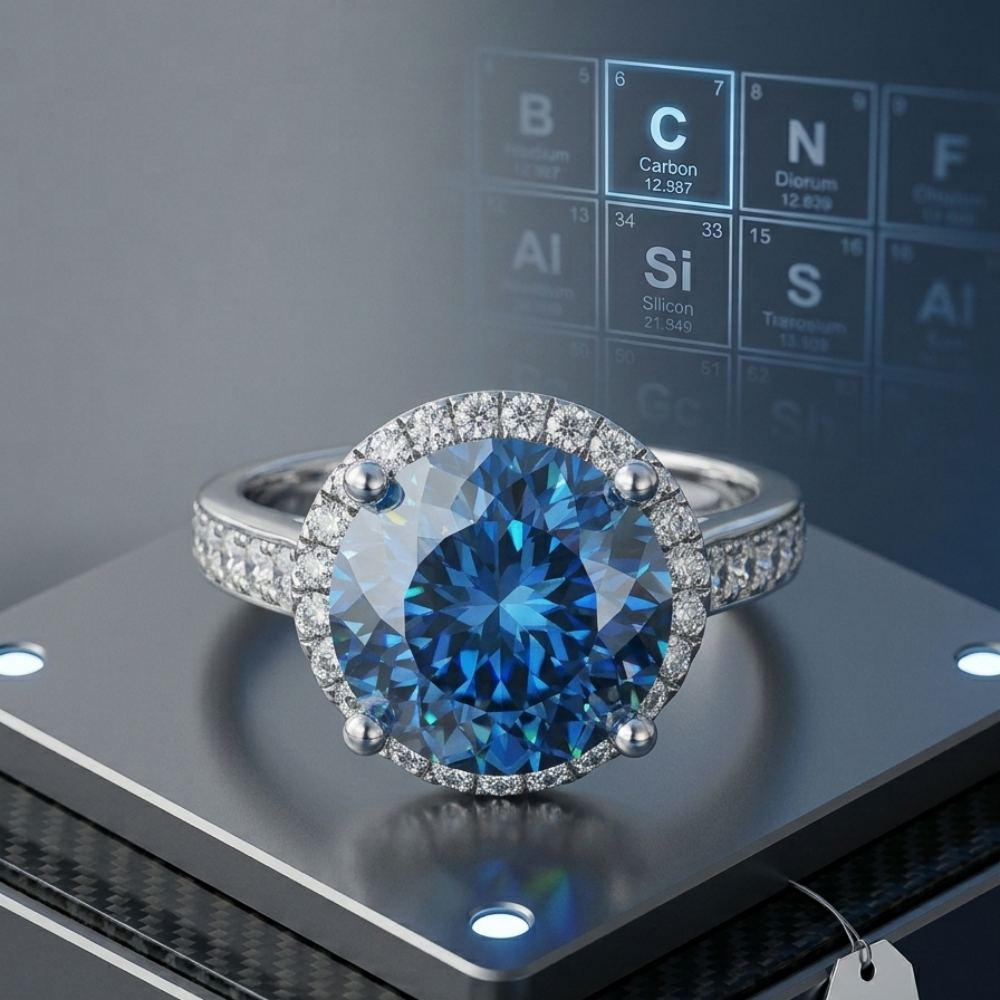5ct Brilliant Cut Moissanite Grand Halo Statement Ring | Centurion Ultra-Luxe Lab Edition | TARA AYARH LUNE