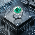 5ct Green Moissanite Sunflower Halo Statement Ring | Solaris Empress High-Voltage Lab | TARA AYARH LUNE