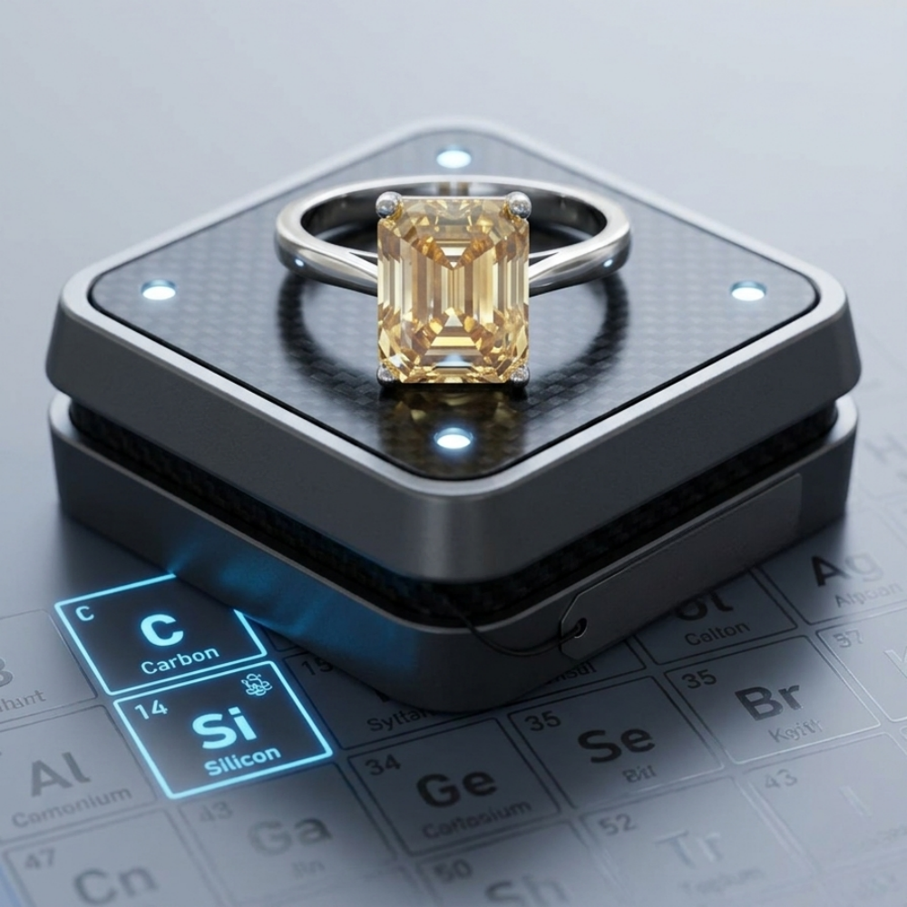 4ct Emerald-Cut Moissanite Step-Cut Elegance Ring | Emerald Horizon High-Clarity Chroma | TARA AYARH LUNE