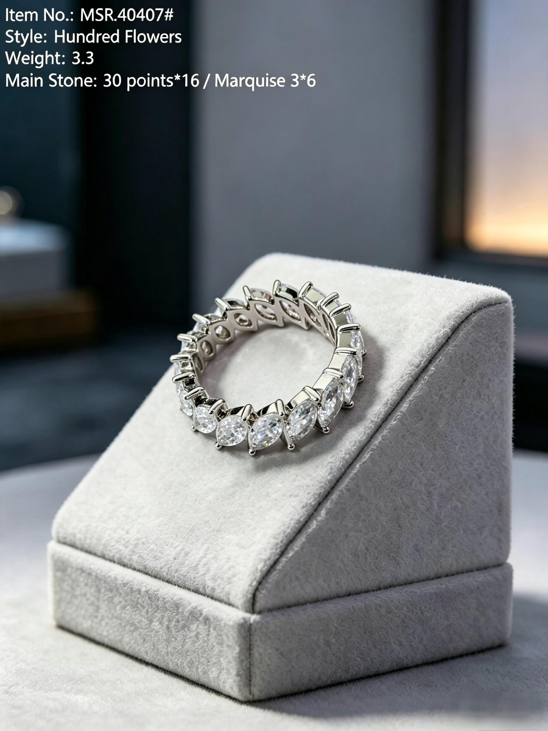 Colorful moissanite eternity wedding band MSR404 — white silver, full eternity | TARA AYARH LUNE