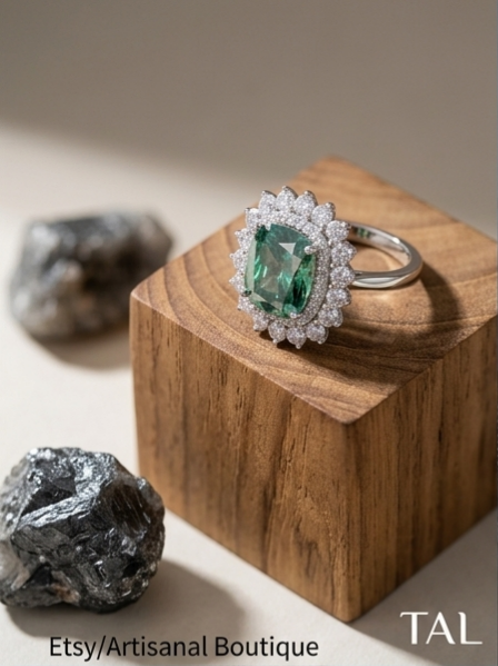 5ct cushion-cut yellow moissanite sunflower halo ring — canary yellow, VVS1 lab-grown | TARA AYARH LUNE