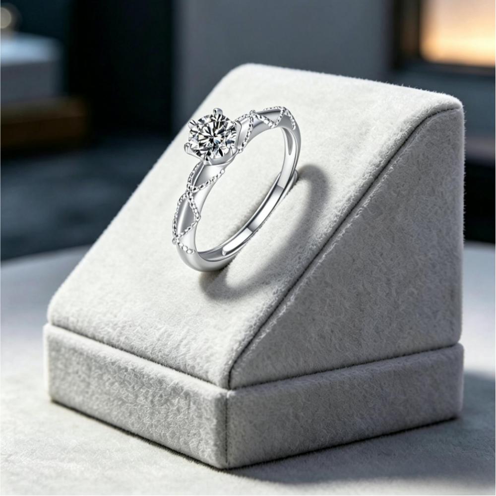 Adjustable Moissanite Wedding Ring | Versa-Glow One-Size Promise Band | TARA AYARH LUNE