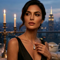 1ct Round-Cut Moissanite Dual Halo Pendant Necklace | Rhodium-Plated Silver | TARA AYARH LUNE