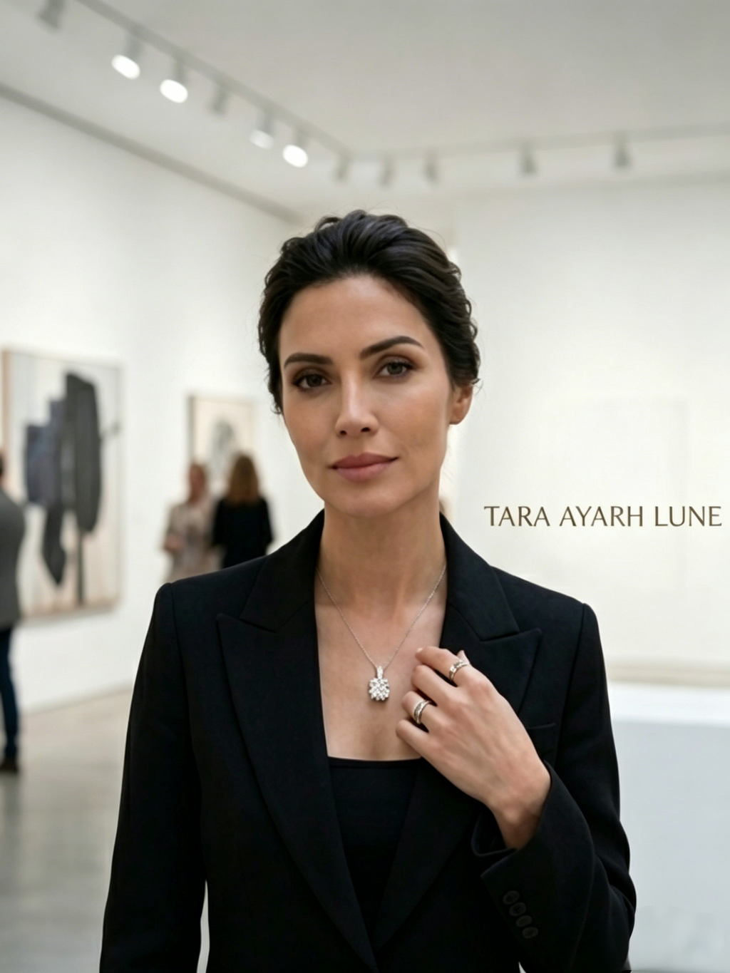 1ct Round-Cut Moissanite Dual Halo Pendant Necklace | Rhodium-Plated Silver | TARA AYARH LUNE