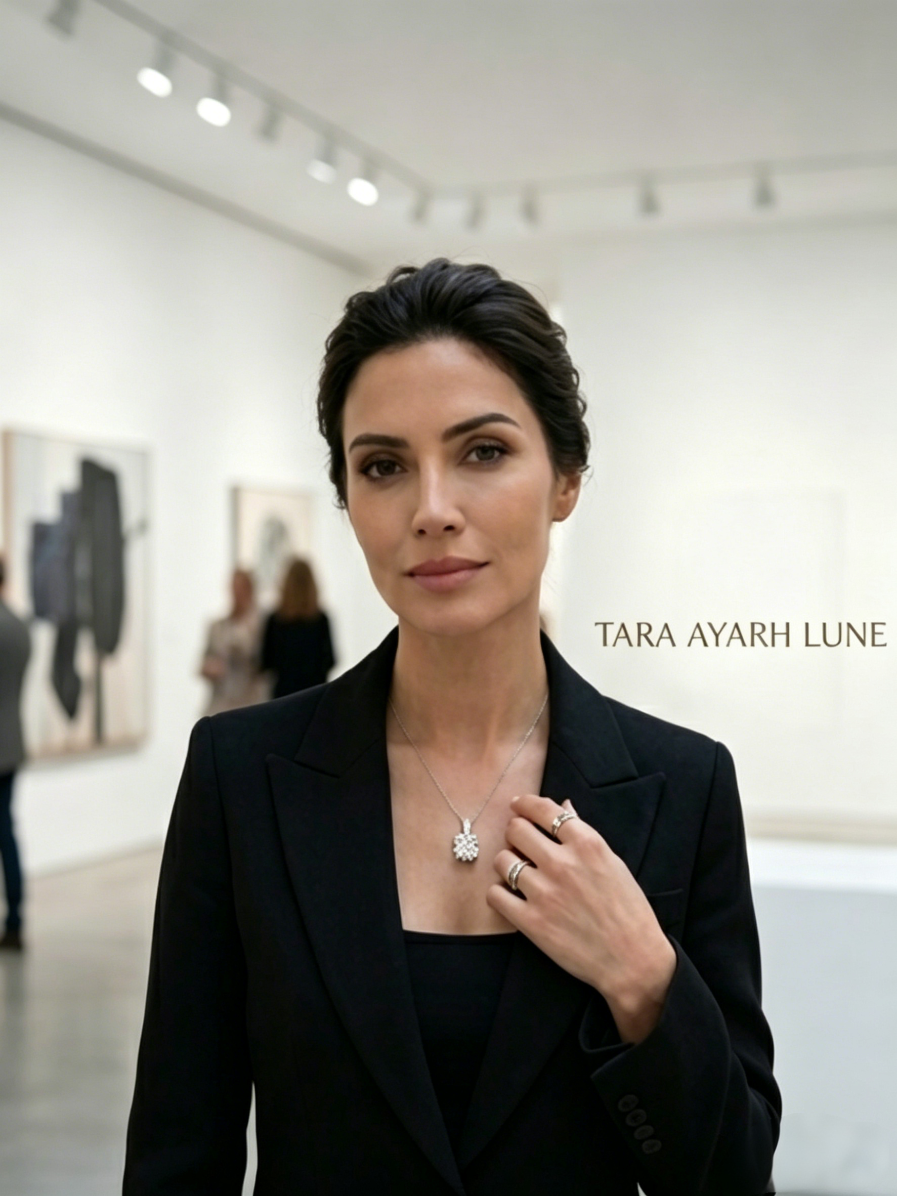 1ct Round-Cut Moissanite Dual Halo Pendant Necklace | Rhodium-Plated Silver | TARA AYARH LUNE