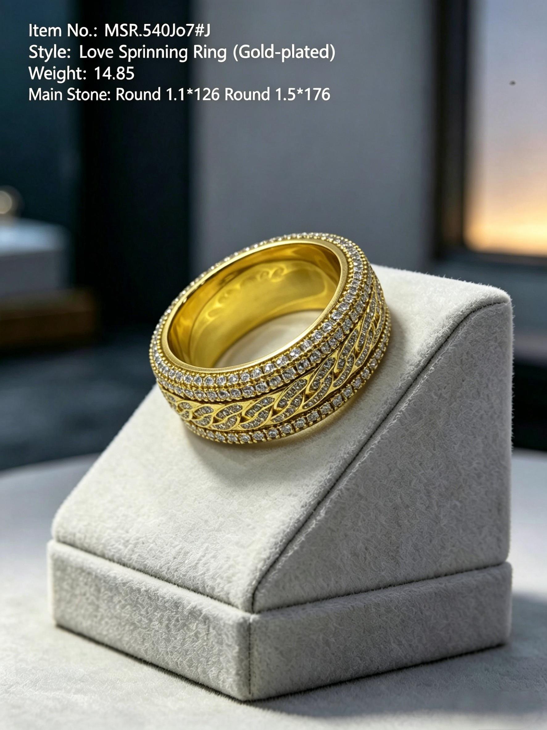 Geometric moissanite wedding band MSR540J — 14K gold-plated, bold geometric silhouette | TARA AYARH LUNE