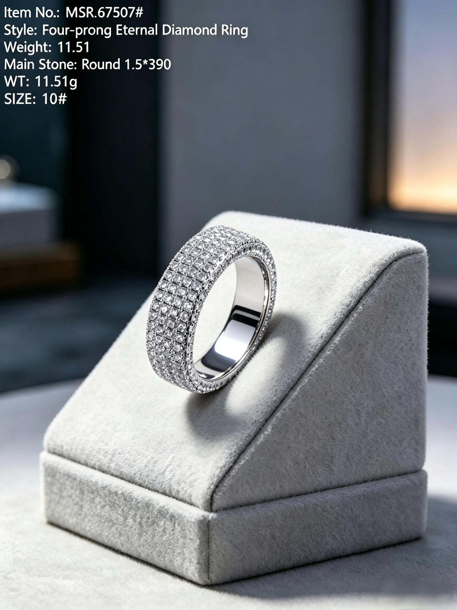 Geometric moissanite wedding band MSR675 — white silver, VVS1 lab-grown | TARA AYARH LUNE