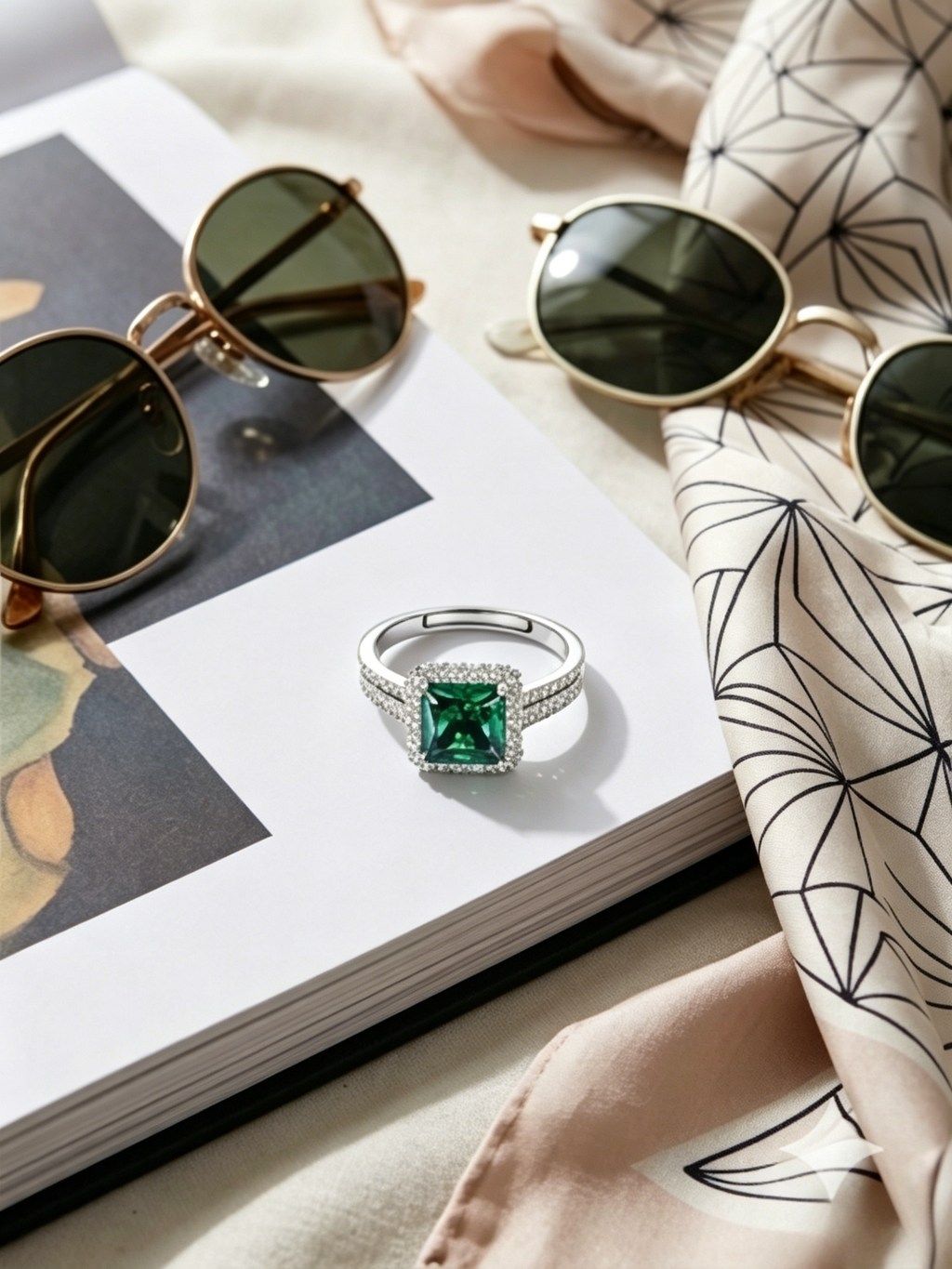 1ct forest green moissanite ring — quiet luxury alternative, conflict-free lab-grown | TARA AYARH LUNE