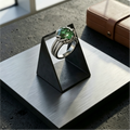 3ct green moissanite vine halo ring — 100-facet stellar cut, forest green, triple-row band | TARA AYARH LUNE