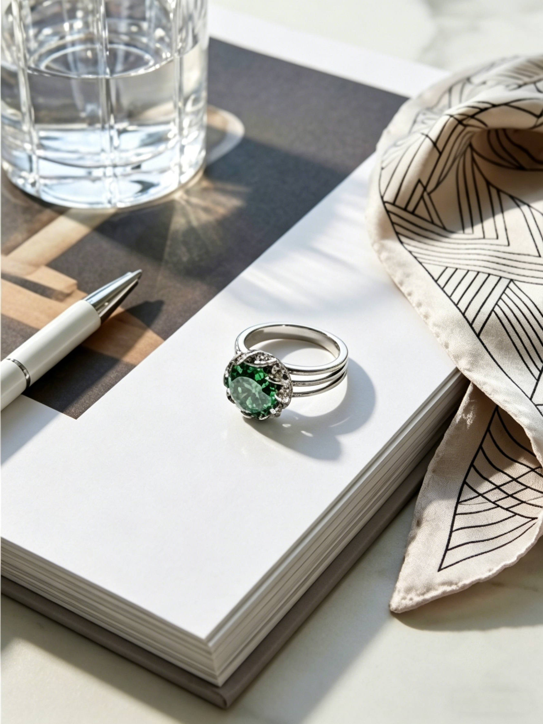 3ct forest green moissanite ring — 100-facet stellar cut, conflict-free lab-grown | TARA AYARH LUNE
