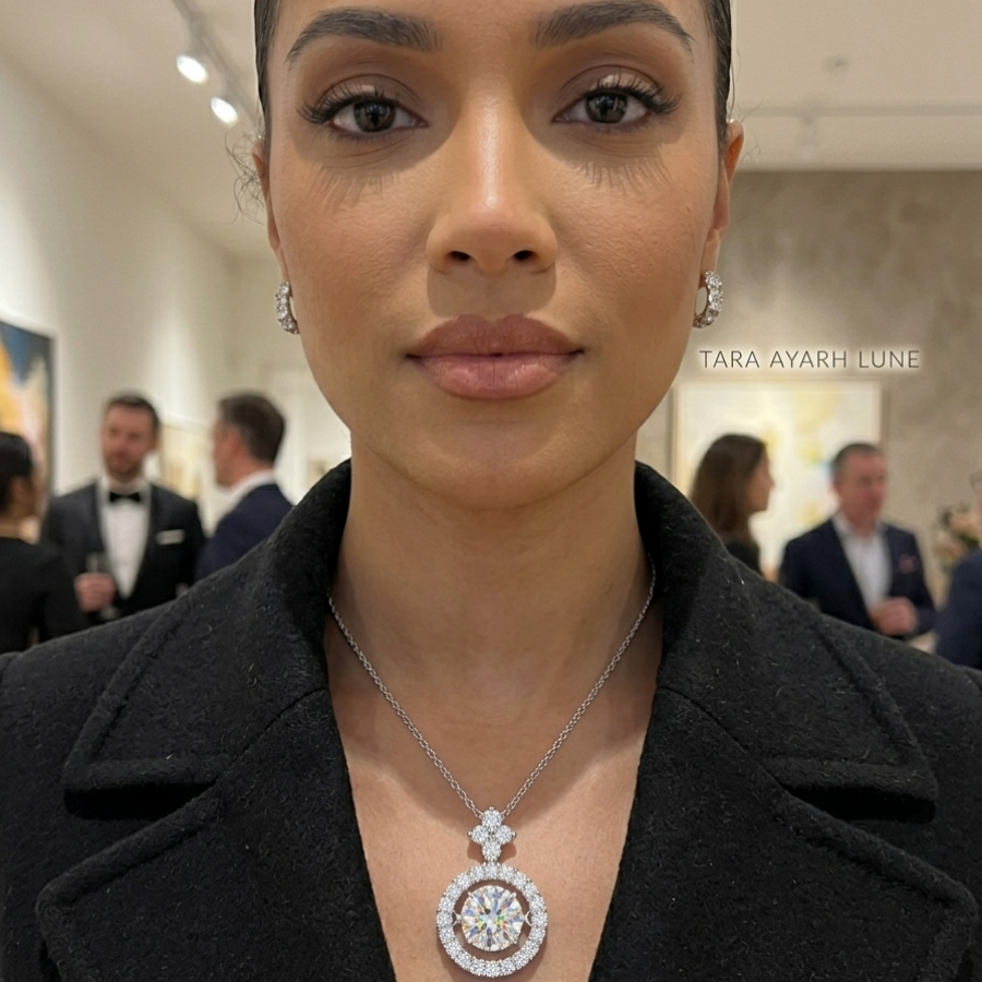 1ct Round-Cut Moissanite Kinetic Pendant Necklace | Pulsar | TARA AYARH LUNE
