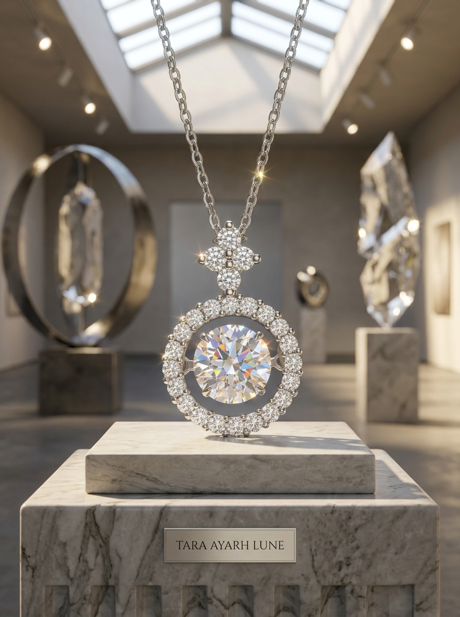 1ct Round-Cut Moissanite Kinetic Pendant Necklace | Pulsar | TARA AYARH LUNE