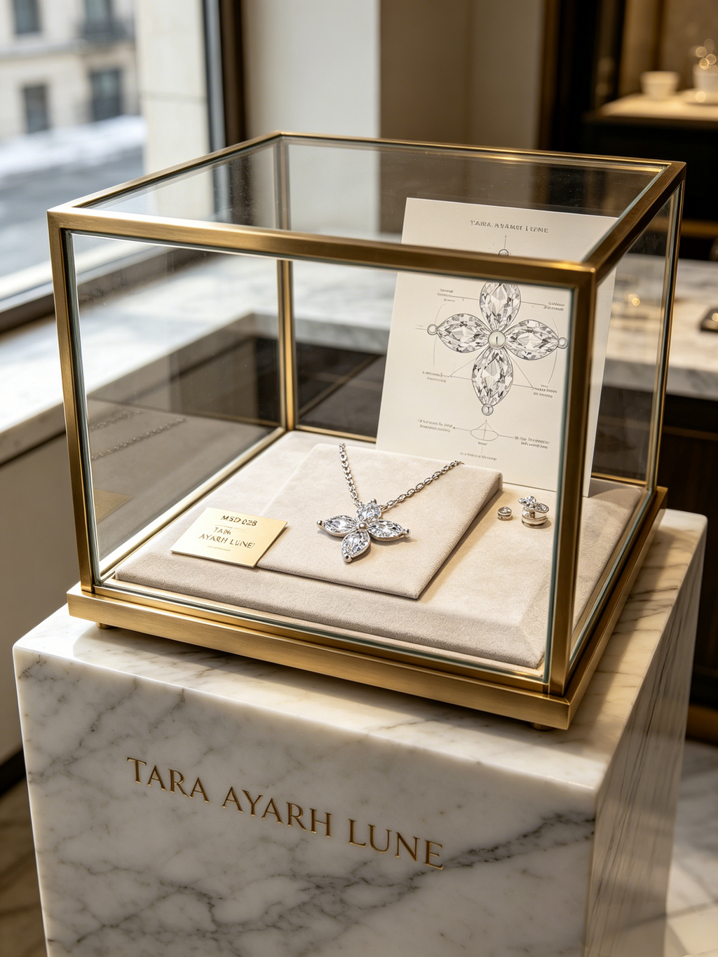 Marquise-Cut Moissanite Floral Pendant Necklace | Botanical Aura Quad-Petal Setting | TARA AYARH LUNE