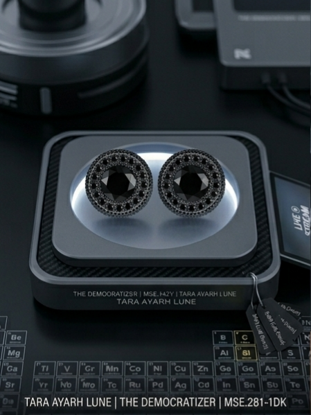 2ctw multi-layer moissanite cake stud earrings — all black PVD, urban edge sophistication | TARA AYARH LUNE