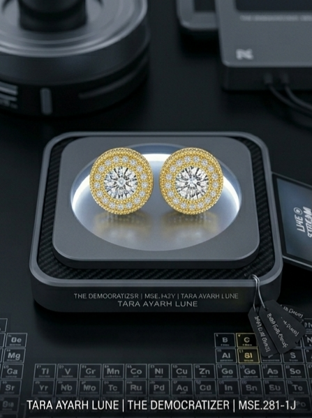 2ctw multi-layer moissanite cake stud earrings — 18K gold finish, opulent warm glow | TARA AYARH LUNE