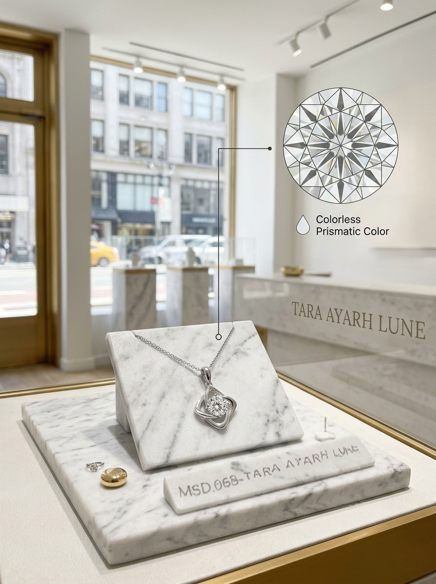 1ct Round-Cut Moissanite Clover Pendant Necklace | Lover's Knot | TARA AYARH LUNE