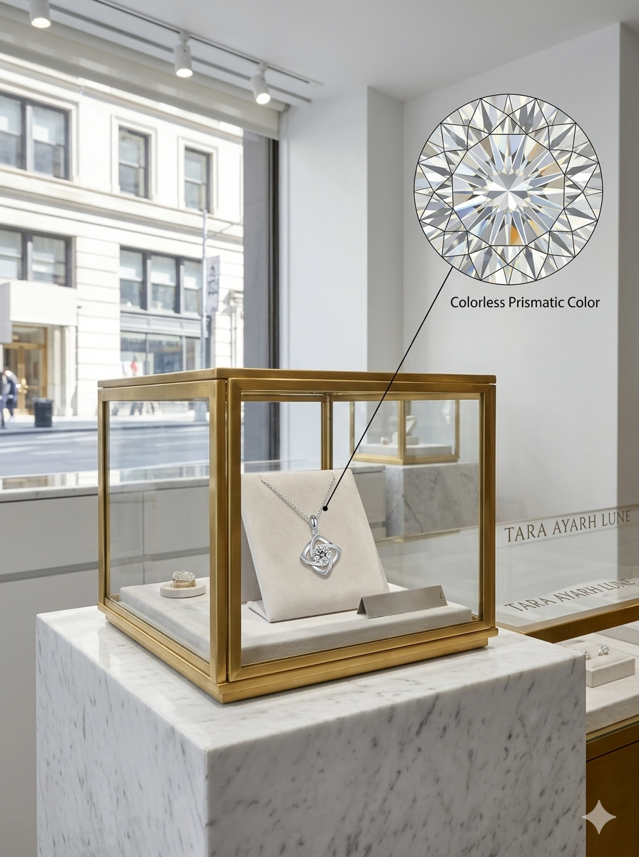 1ct Round-Cut Moissanite Clover Pendant Necklace | Lover's Knot | TARA AYARH LUNE
