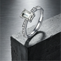 5x7mm emerald-cut moissanite geometric accent ring — 1ct D-color VVS1, carousel segmented band | TARA AYARH LUNE