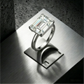 9x11mm emerald-cut moissanite solitaire ring — 5ct D-color VVS1, sovereign statement setting | TARA AYARH LUNE