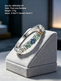 Moissanite eternity wedding band — rainbow multi-color stones, MSR056 | TARA AYARH LUNE