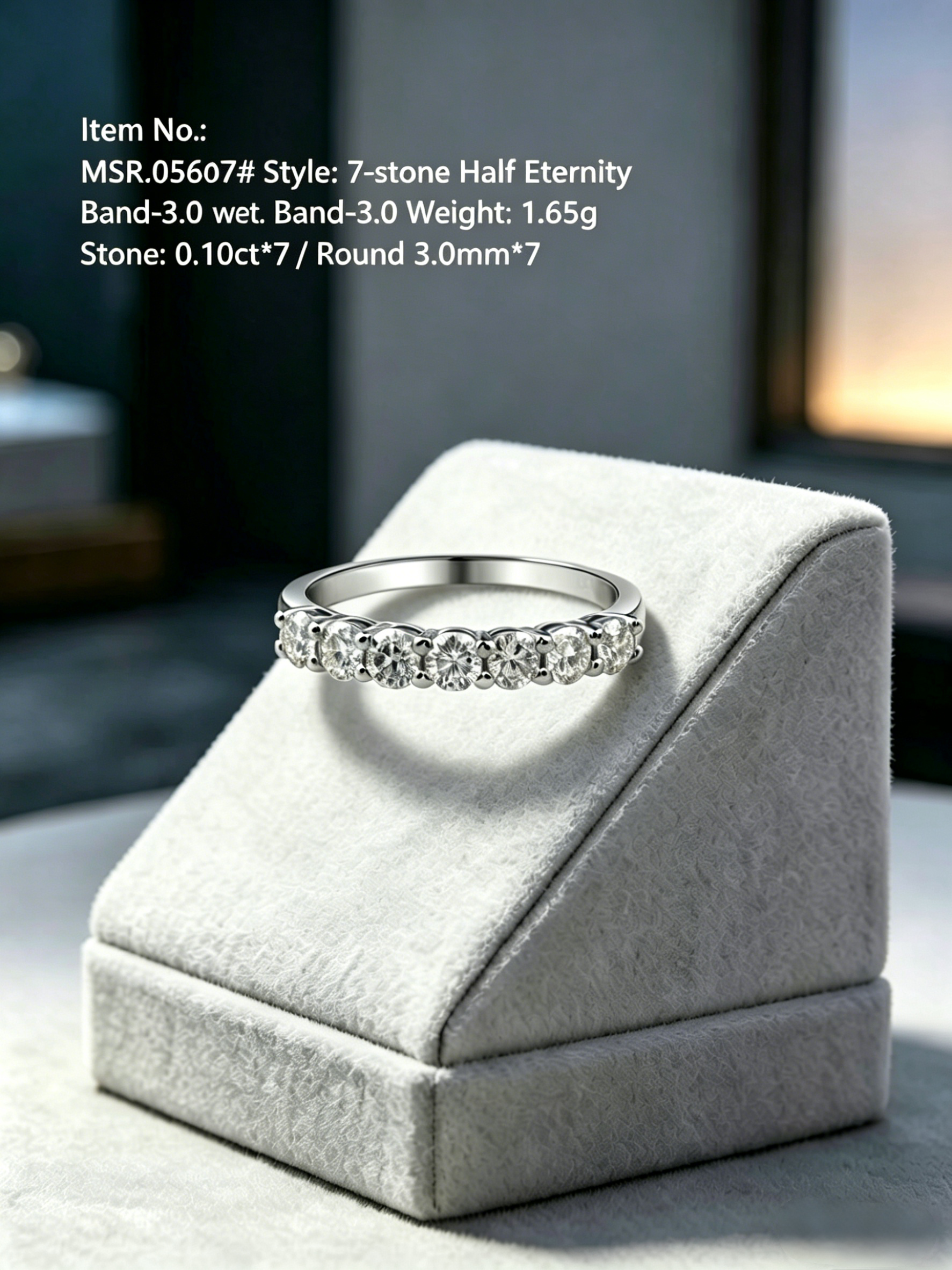 Moissanite eternity band — white silver, round brilliant full eternity | TARA AYARH LUNE