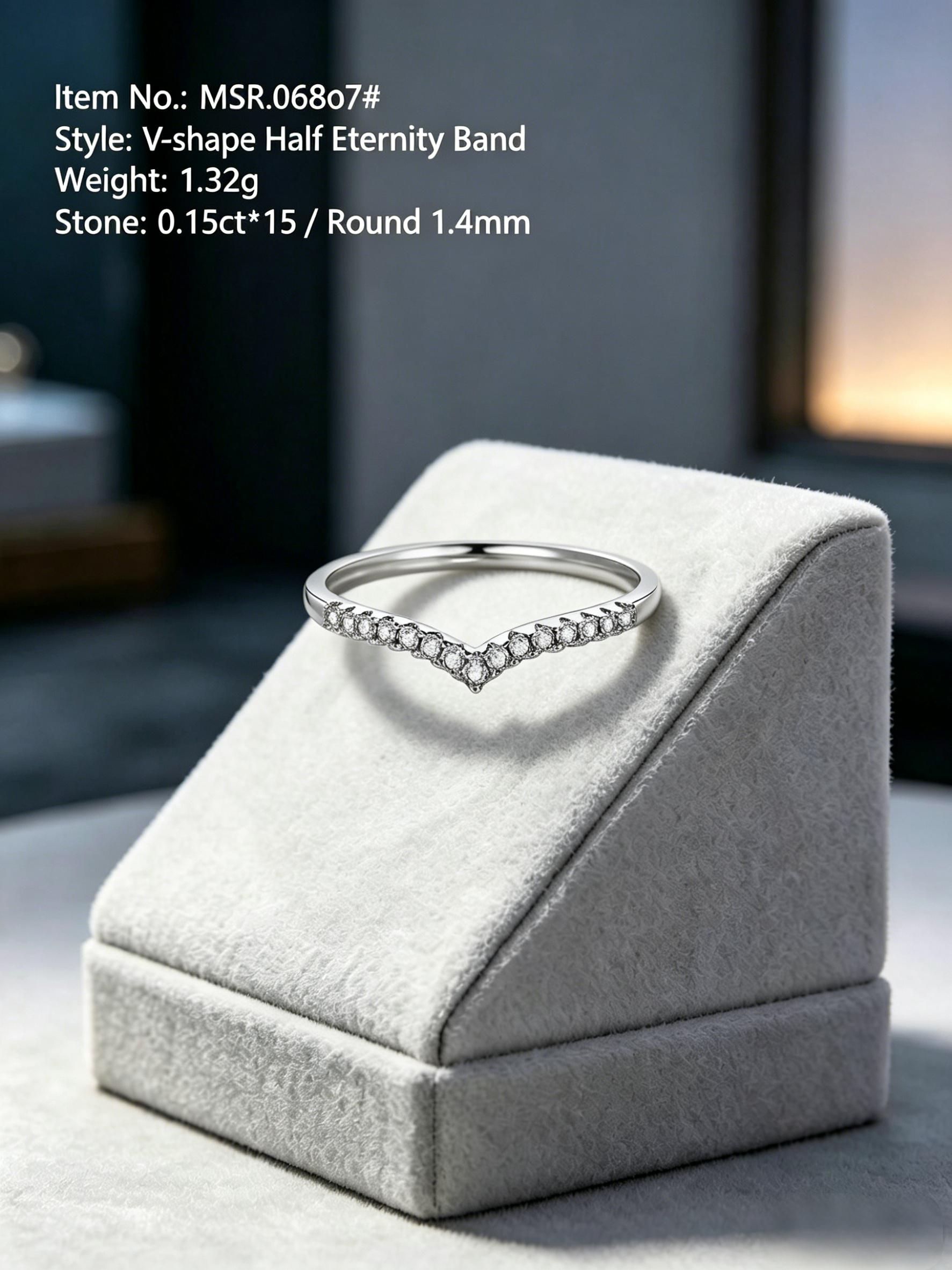 Moissanite eternity band MSR068 — white silver, continuous stone setting | TARA AYARH LUNE