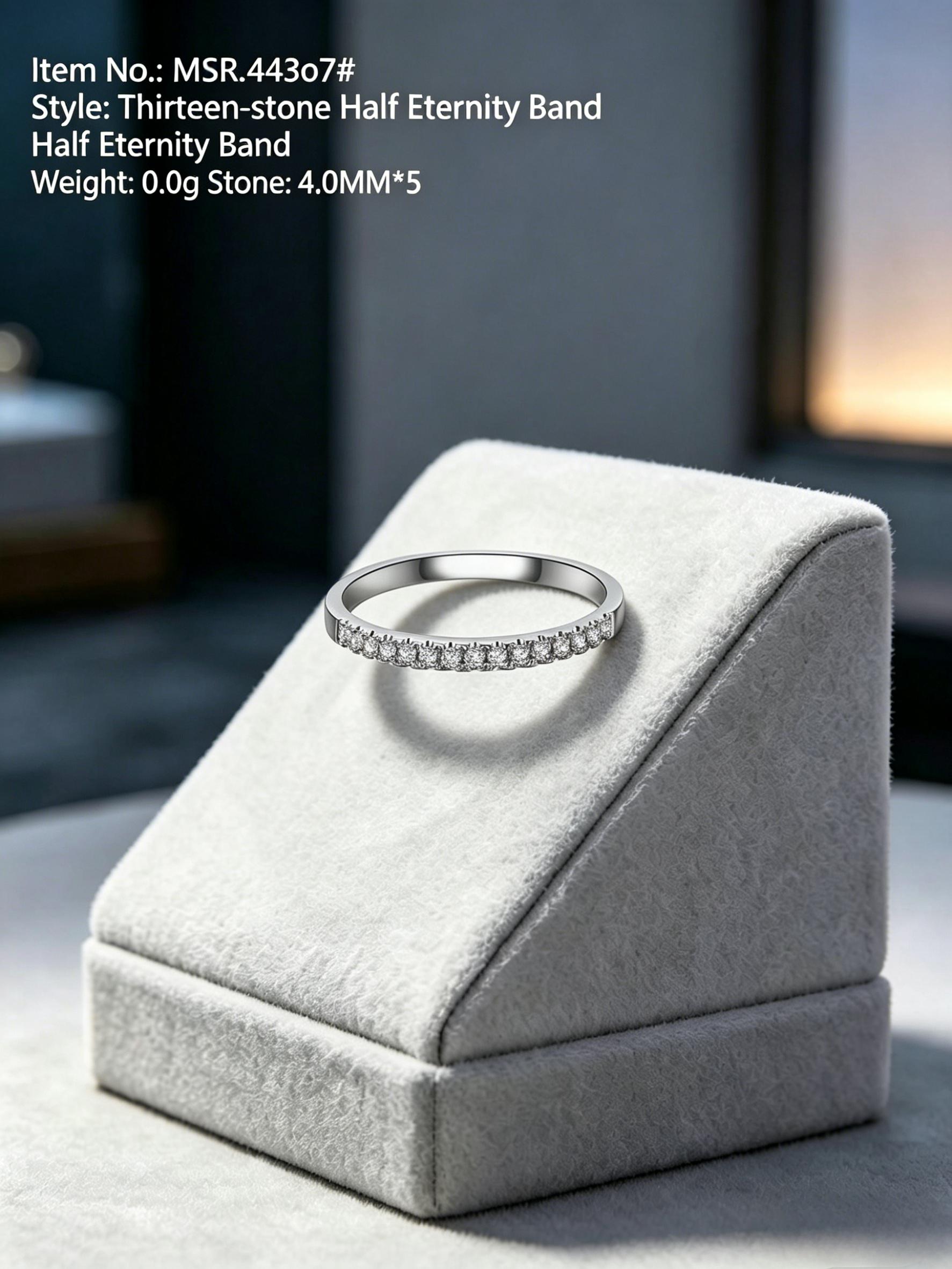 Moissanite eternity band MSR443 — white silver, full eternity S925 silver | TARA AYARH LUNE
