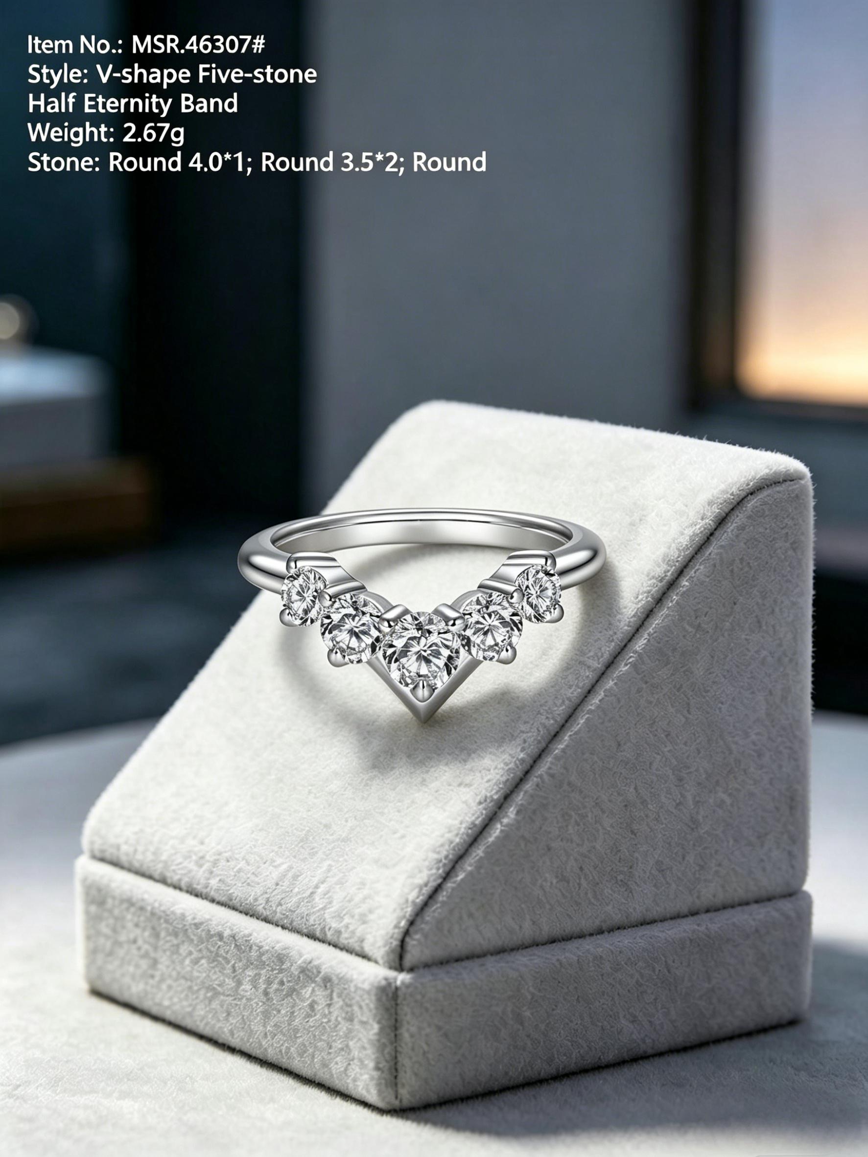 Moissanite eternity band MSR463 — white silver, wedding band stacking | TARA AYARH LUNE