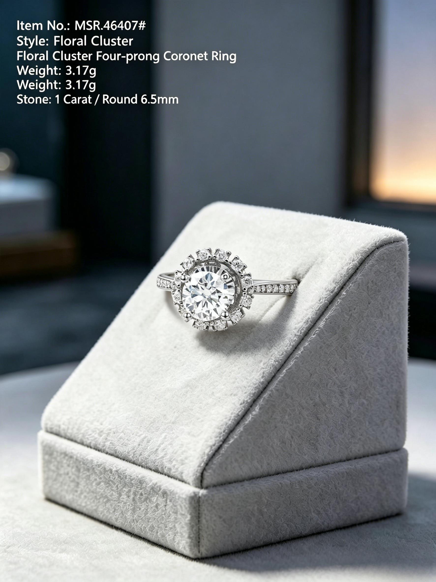 Moissanite eternity stacking band MSR464 — white silver, halo setting | TARA AYARH LUNE