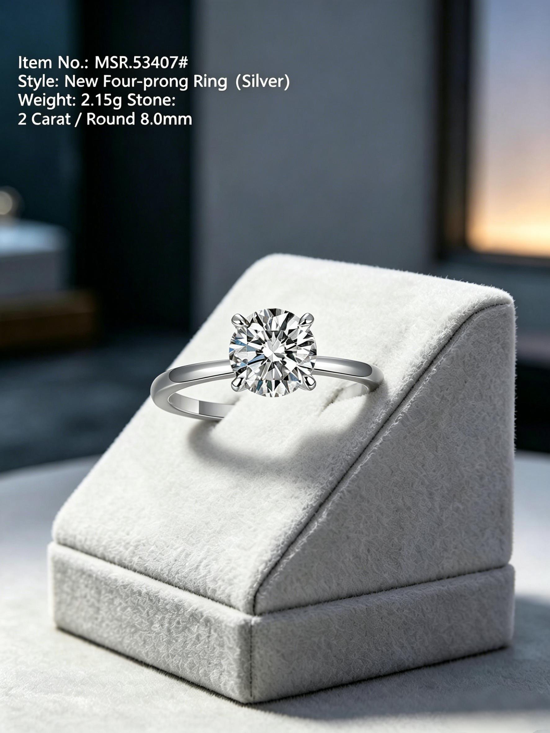 Moissanite eternity band MSR534 — white silver, continuous stone setting | TARA AYARH LUNE