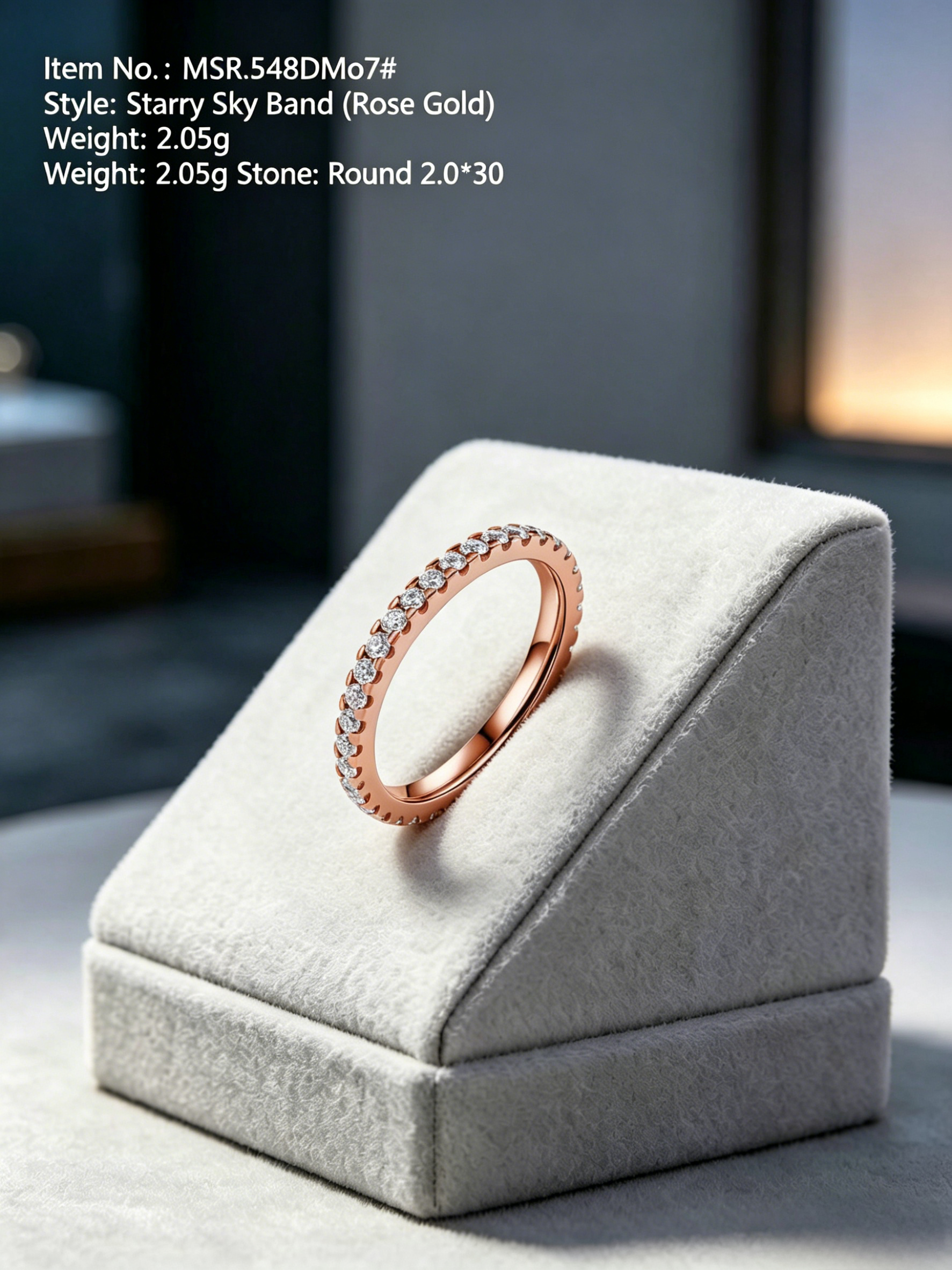 Moissanite eternity band MSR548 — 14K gold-plated, warm finish | TARA AYARH LUNE