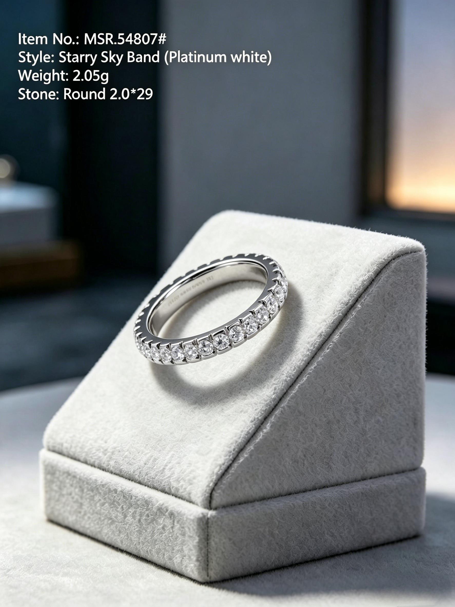 Moissanite eternity band MSR548 — white silver, rhodium-plated S925 | TARA AYARH LUNE