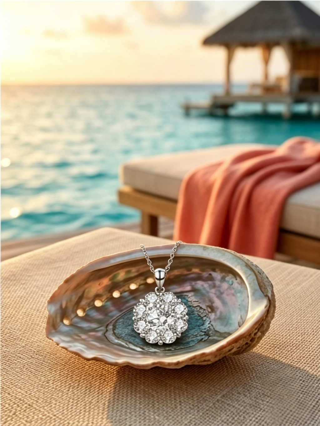 Floral Scatter Cluster Moissanite Pendant Detail | D-Color VVS1 Lab-Grown | TARA AYARH LUNE
