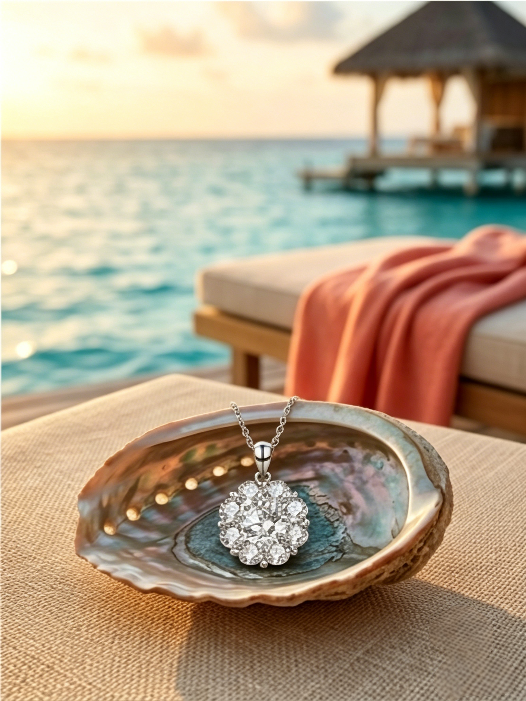 Floral Scatter Cluster Moissanite Pendant Detail | D-Color VVS1 Lab-Grown | TARA AYARH LUNE