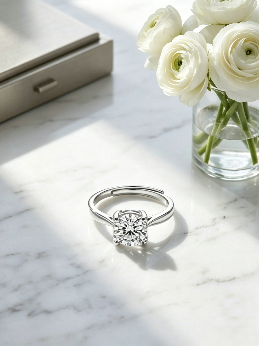 3ct round brilliant moissanite solitaire ring — conflict-free lab-grown, S925 silver | TARA AYARH LUNE