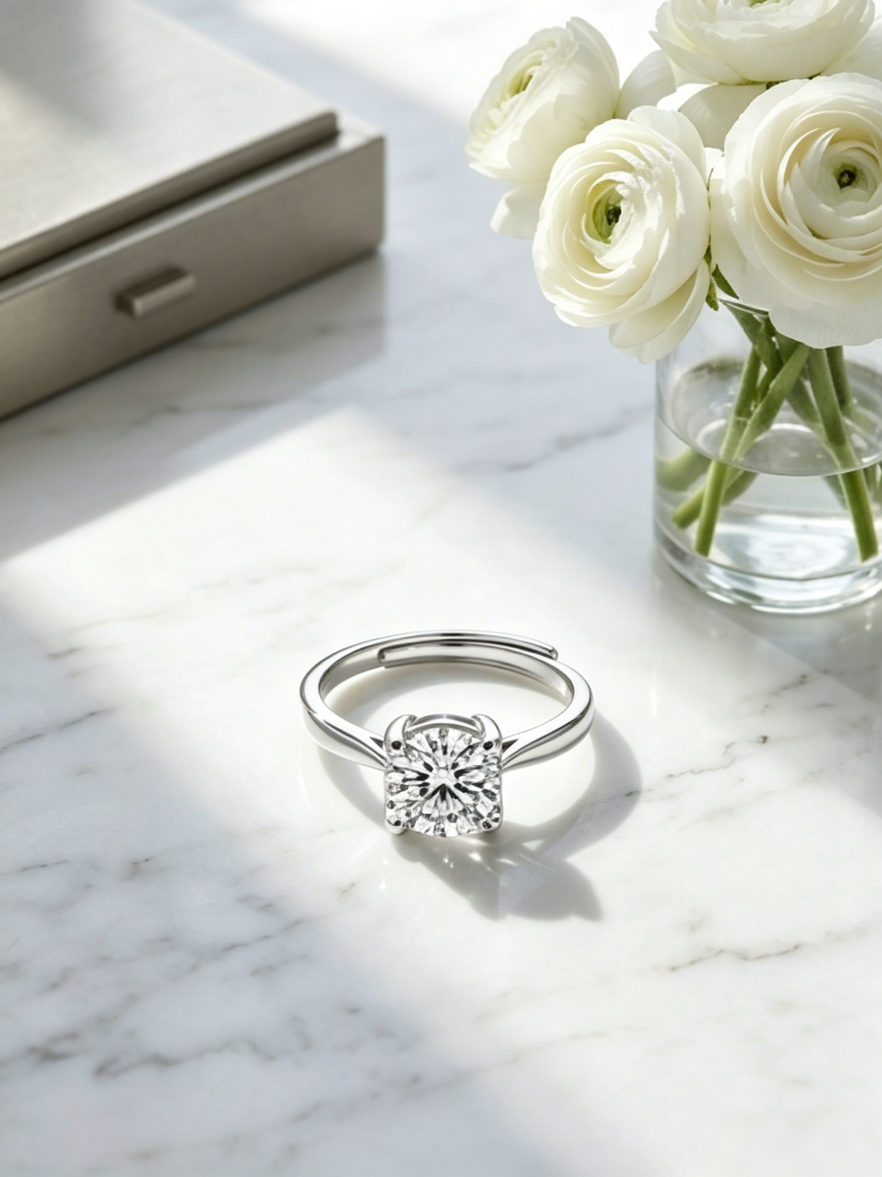 3ct round brilliant moissanite solitaire ring — conflict-free lab-grown, S925 silver | TARA AYARH LUNE