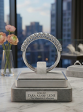 Moissanite half-eternity band top view — micro-pavé setting, S925 sterling silver | TARA AYARH LUNE