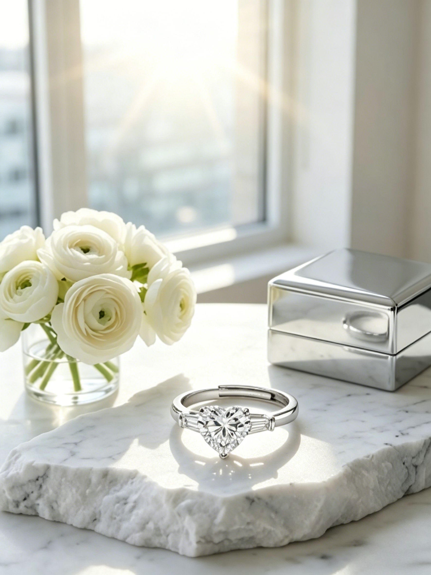 2ct heart-shaped moissanite engagement ring — conflict-free lab-grown, Hollywood glamour design | TARA AYARH LUNE
