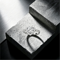 6.5mm round moissanite heart pavé halo statement ring — 1ct D-color VVS1, sweetheart setting | TARA AYARH LUNE