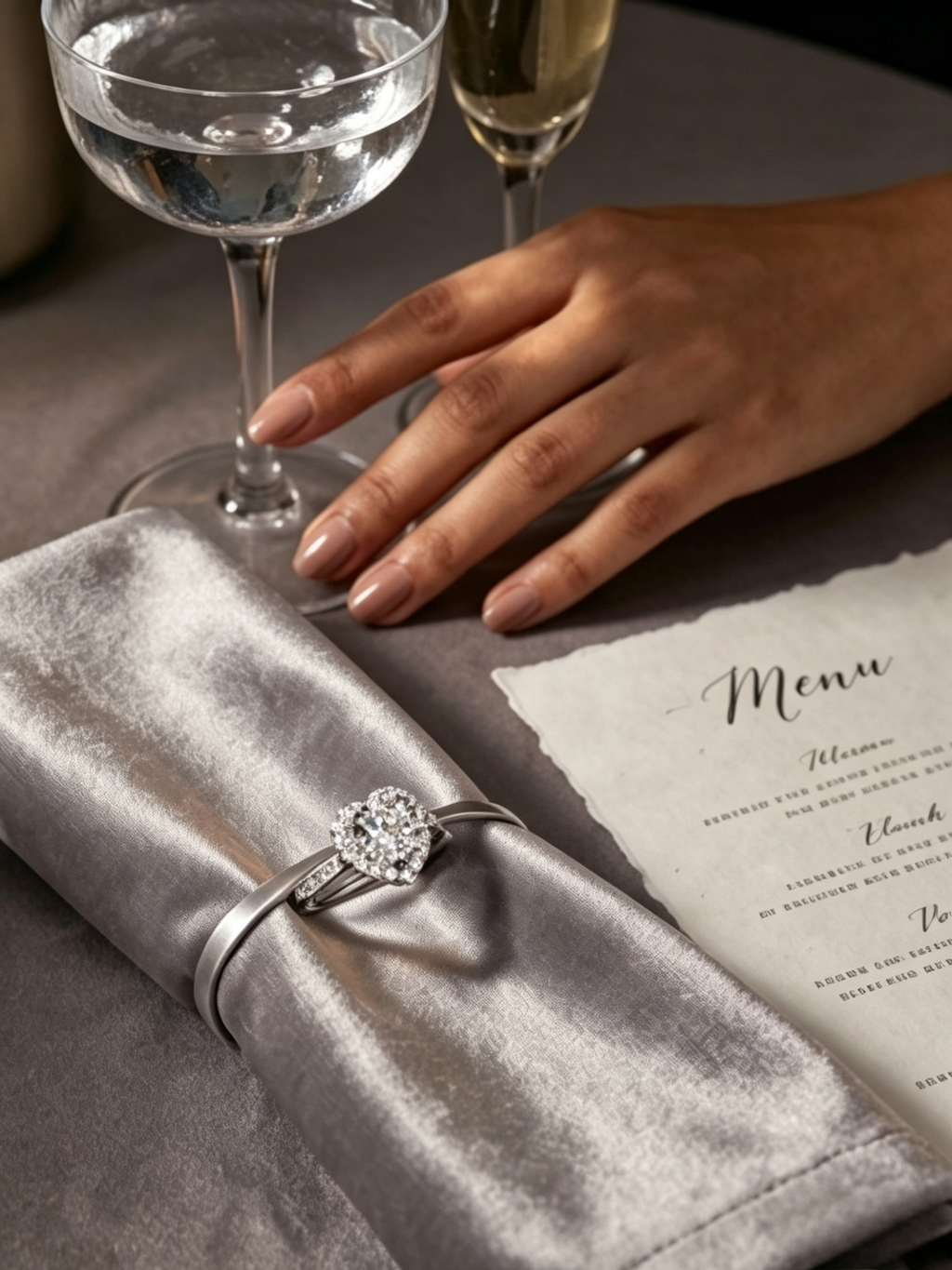 Moissanite heart halo ring side view — micropavé heart silhouette, pavé band detail | TARA AYARH LUNE